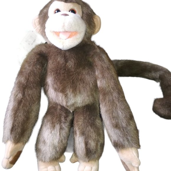 VTG Fluffy Friends Realistic Brown Stuffed Monkey Chimp Plush Creations Inc NOS - Picture 1 of 11